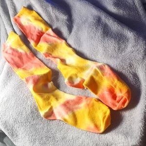 Custom died Kneehigh blush and yellow socks
